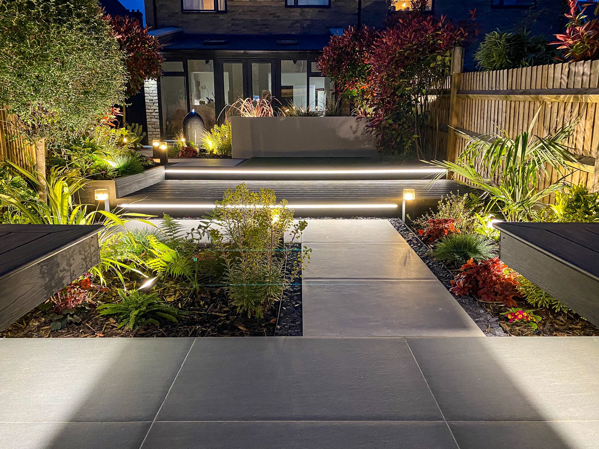 New build garden design in Mill Hill, designed by a Crystal Palace garden designer